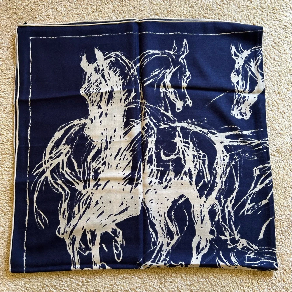 Navy & Cream Abstract Print Scarf | Lightweight Wrap | Minimalist Art Design
